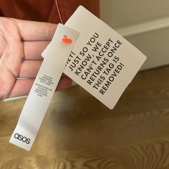 ASOS BURNT ORANGE SILK DRESS - Picture 3 of 6